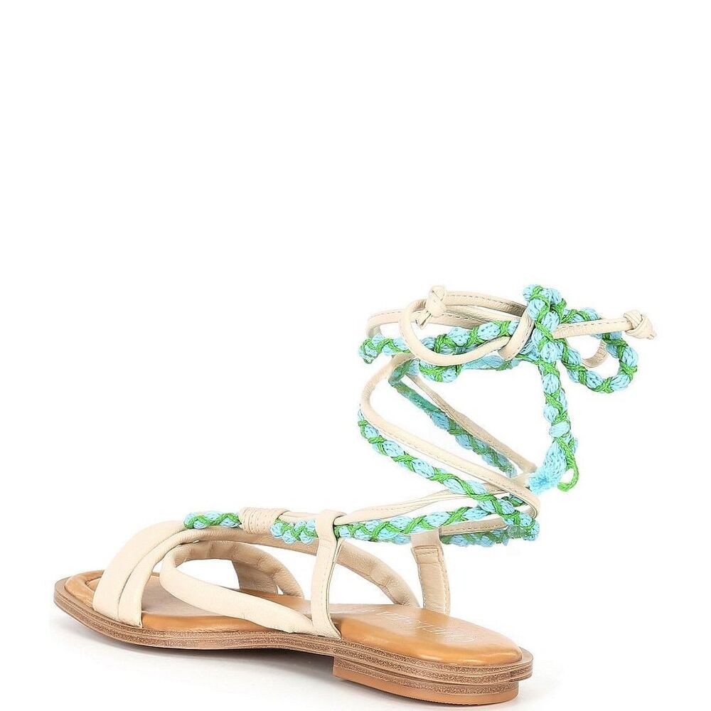 Chelsea & Violet Dahlia Leather Ankle Wrap Lace Up Strappy Sandals size 9.5